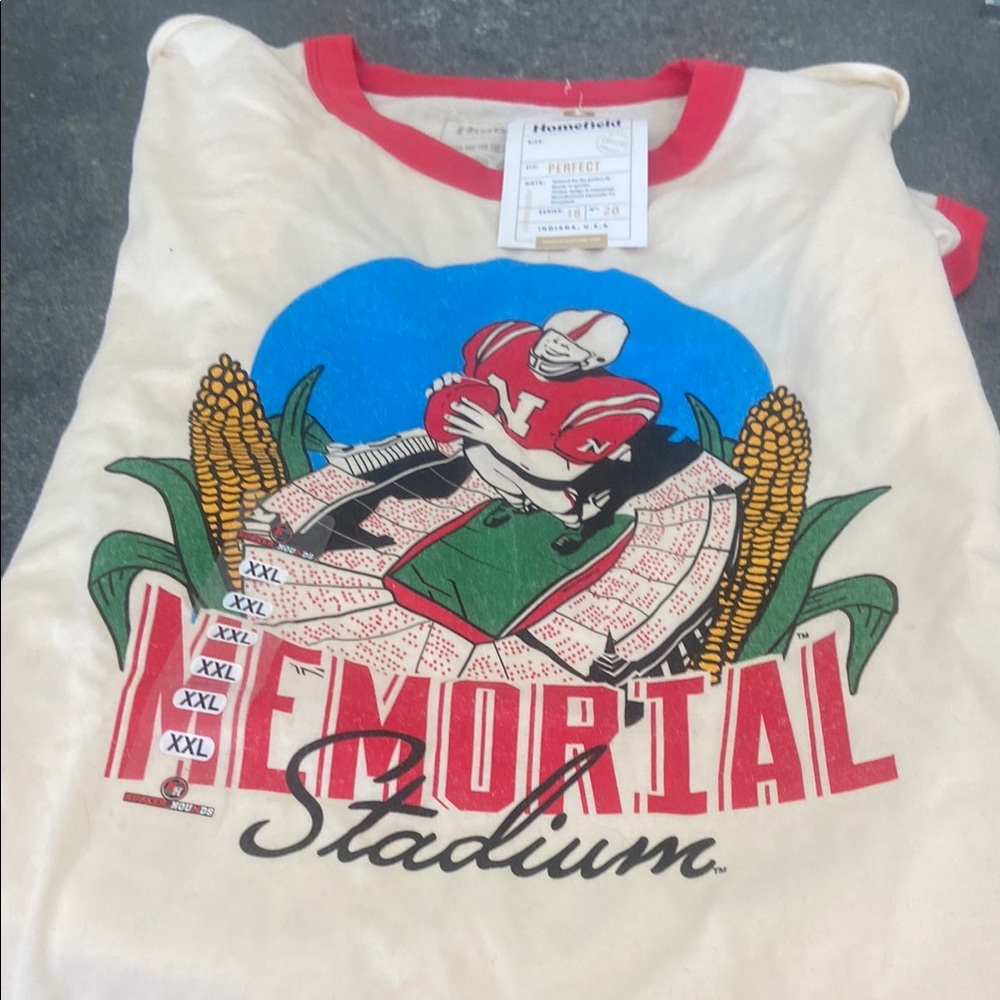 Nebraska Corn Huskers Cream and Red Graphic Tee